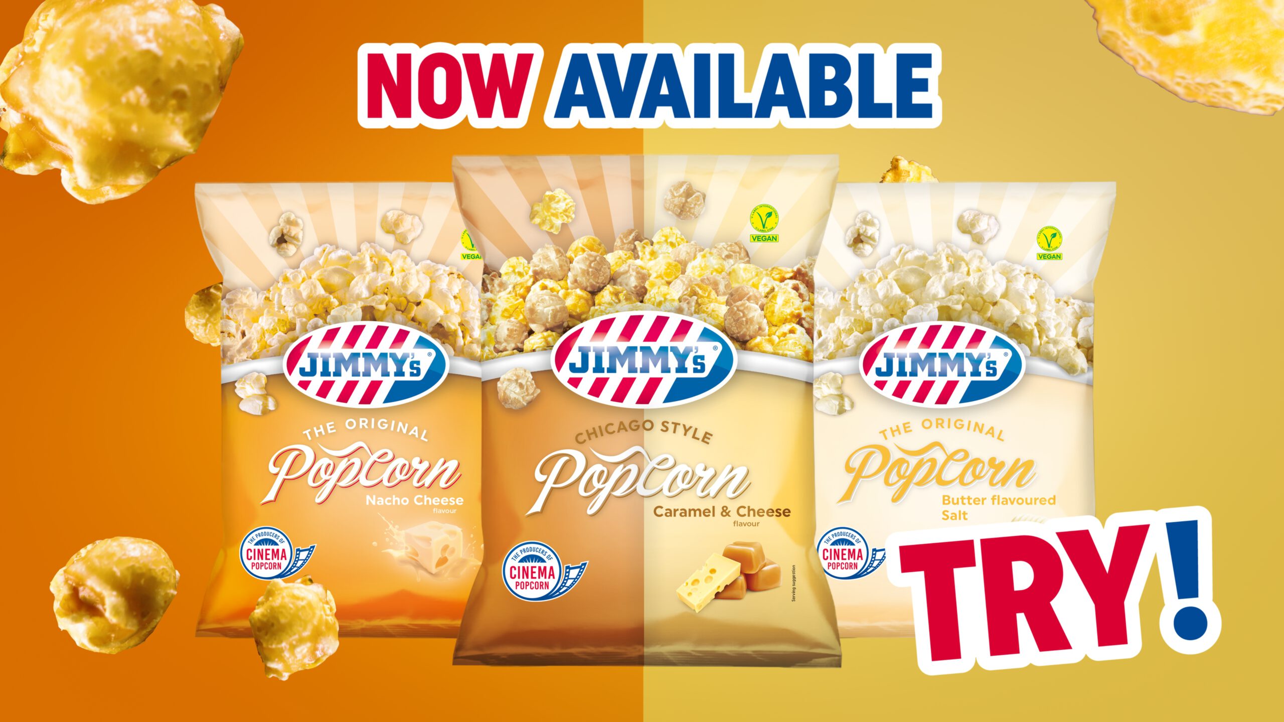 Jimmy's popcorn 3 smaken packshot met tekst still