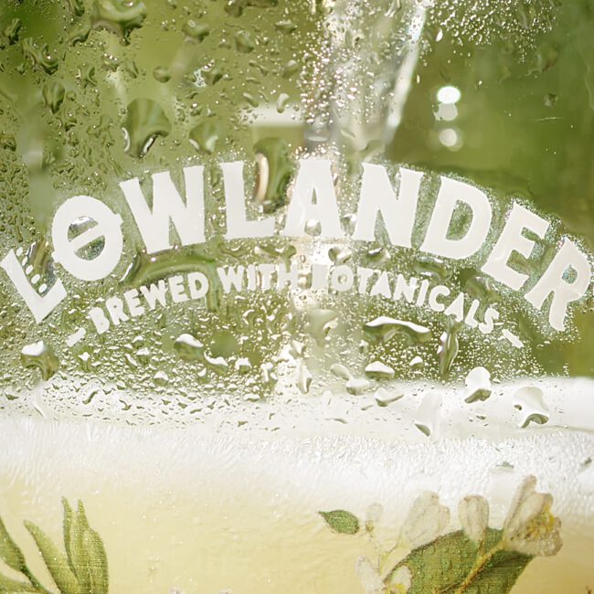 Lowlander glas waar bier in geschonken wordt